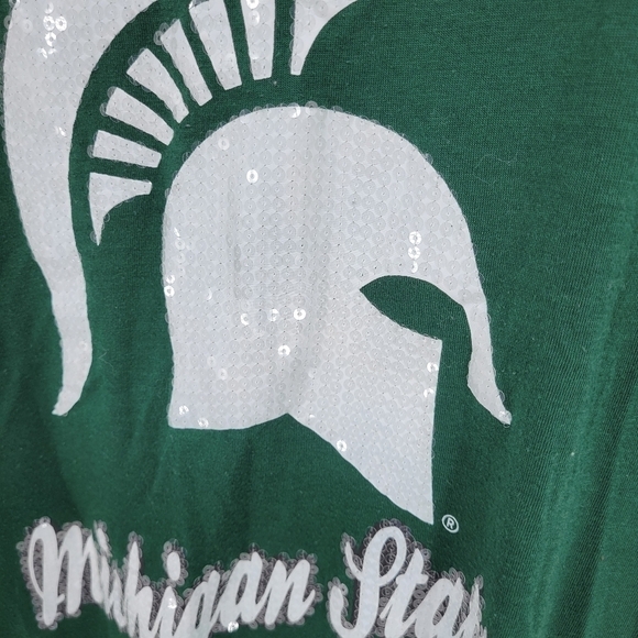 🎓Campus Heritage Michigan State Spartans womens green tank with sequins XL - Picture 4 of 6
